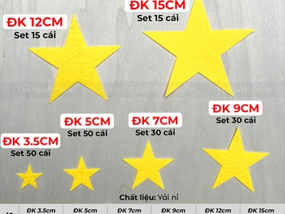 Sao nỉ Vàng phụ kiện Handmade [6 Size] PK-SAO-01